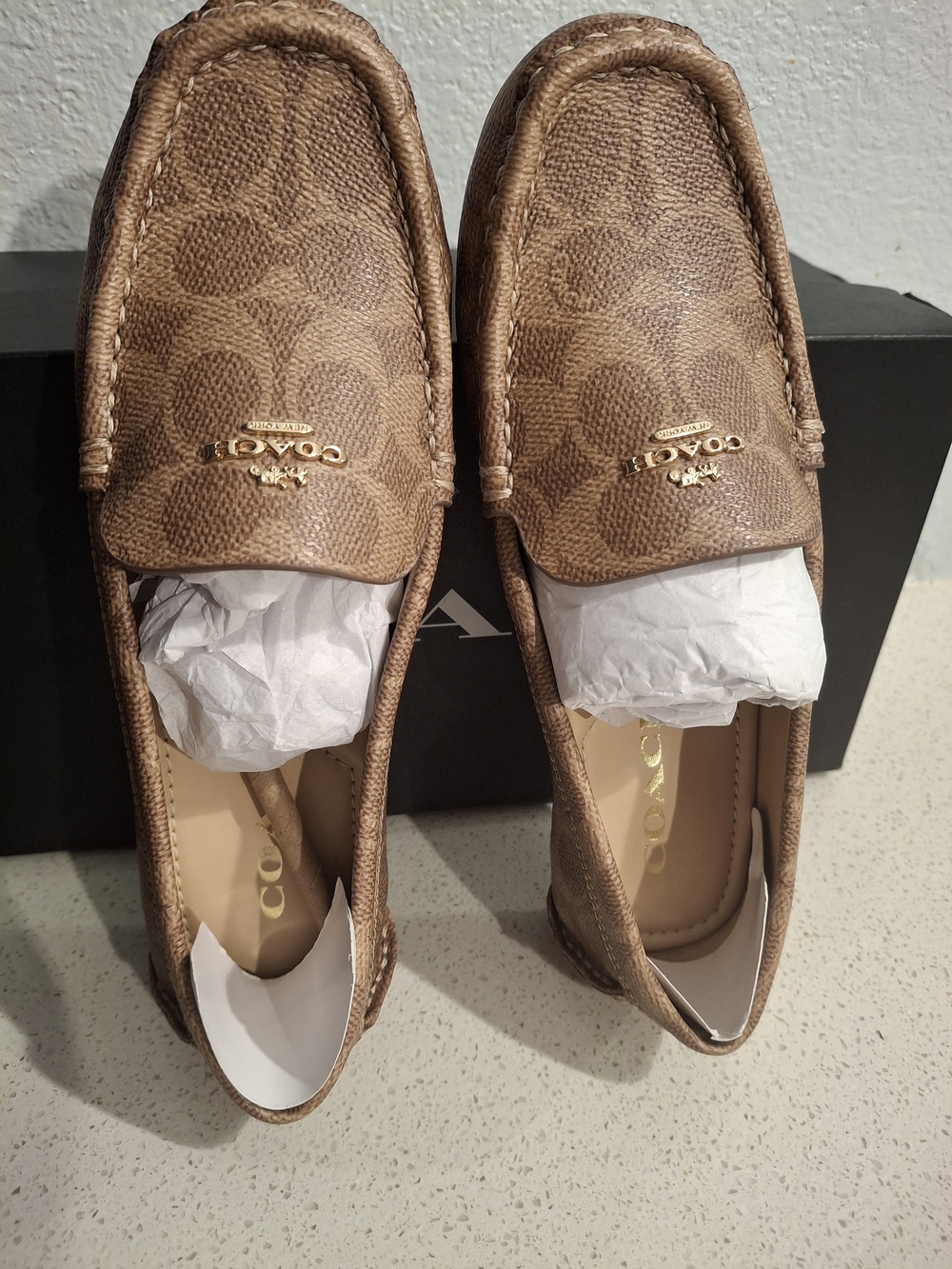 COACH Women's Brown Signature Leather Loafers